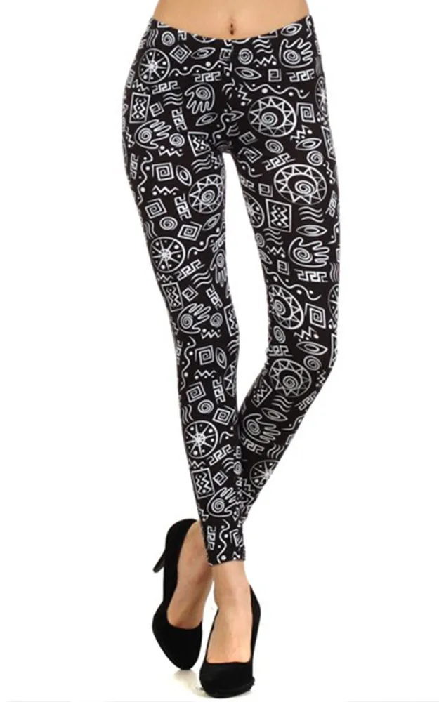 6231075R Stella Elyse Egyptian Hieroglyphics Printed Leggings