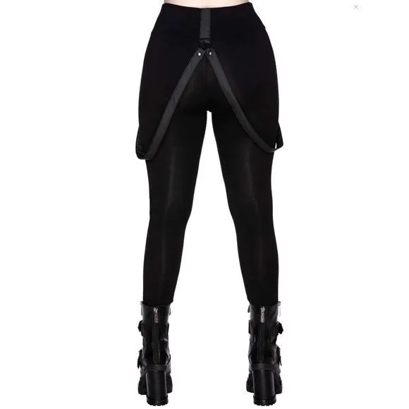 Bloodpact Leggings | Black Suspenders Red Pentagram Soft Cotton