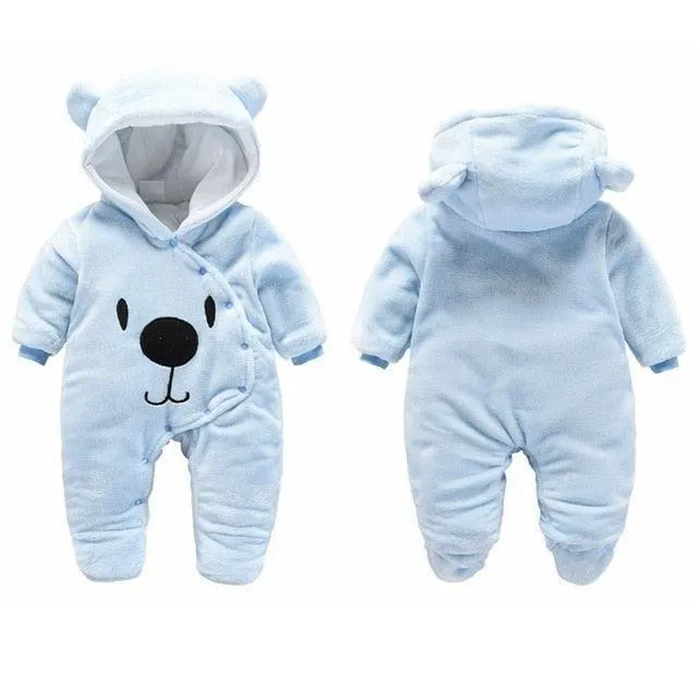 Charming Hooded Baby Rompers with Fun Cartoon Design - Easy Zipper for Quick Outfit Changes