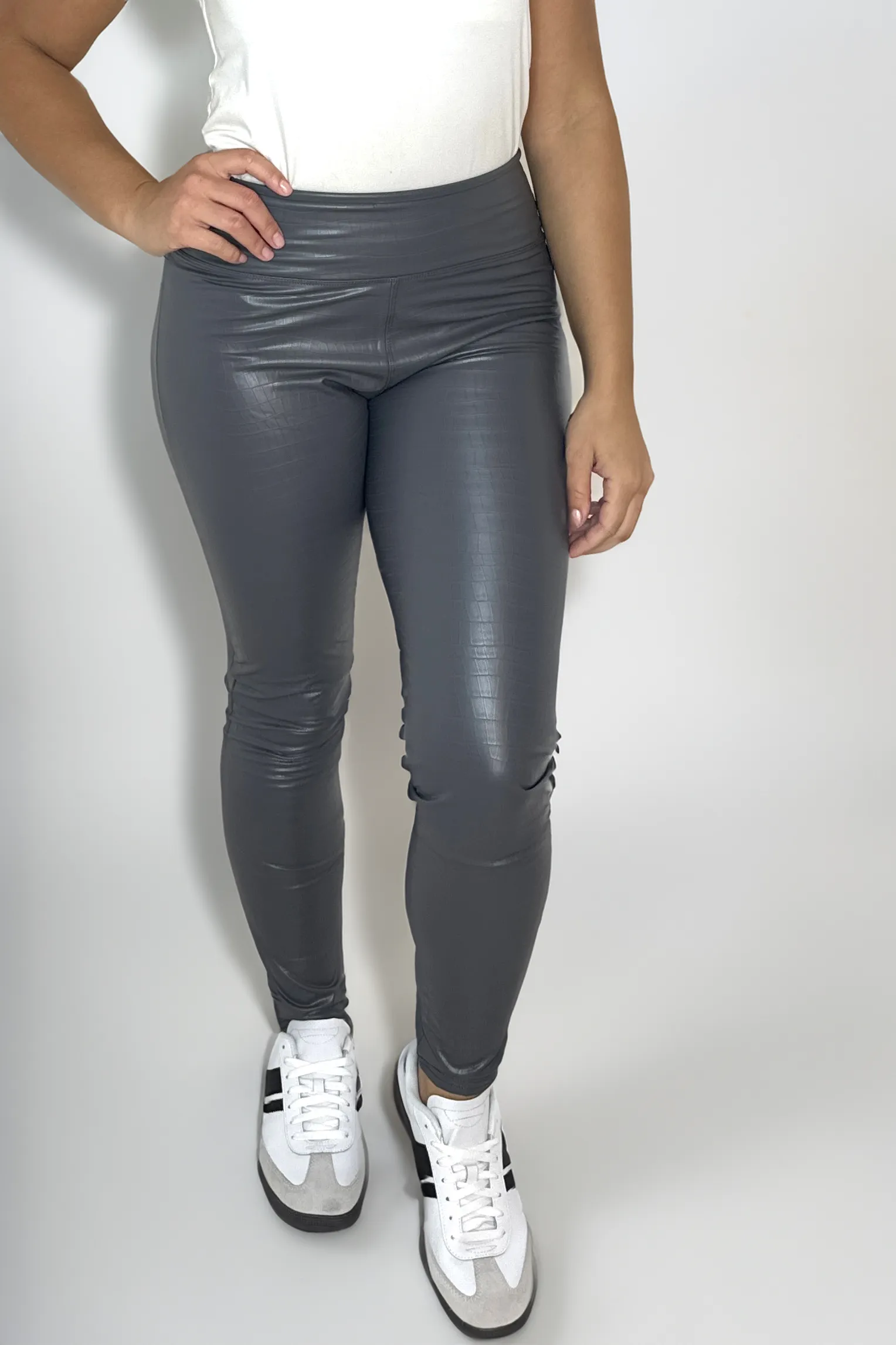 Crock Pattern Leather Look Leggings