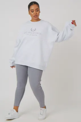 Curve Thick Waistband Ribbed Leggings Grey