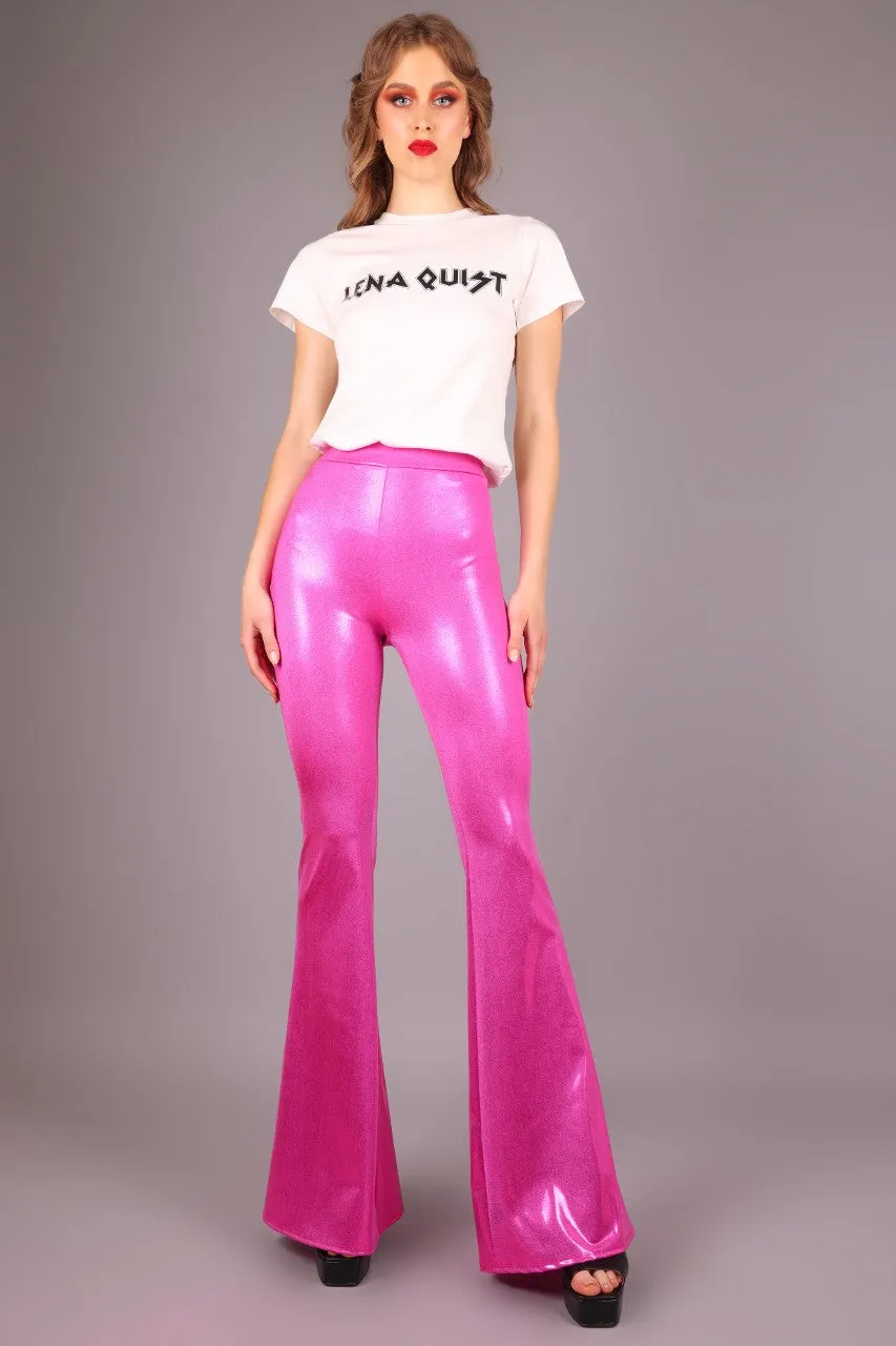 High Waist Jeans Back Flare Leggings, Hot Pink