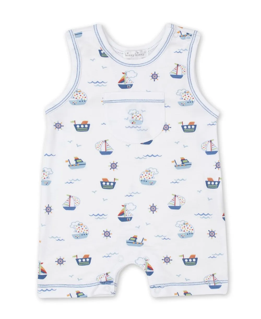 Kissy Kissy Baby Boys Blue Boats at Sea Sleeveless Romper