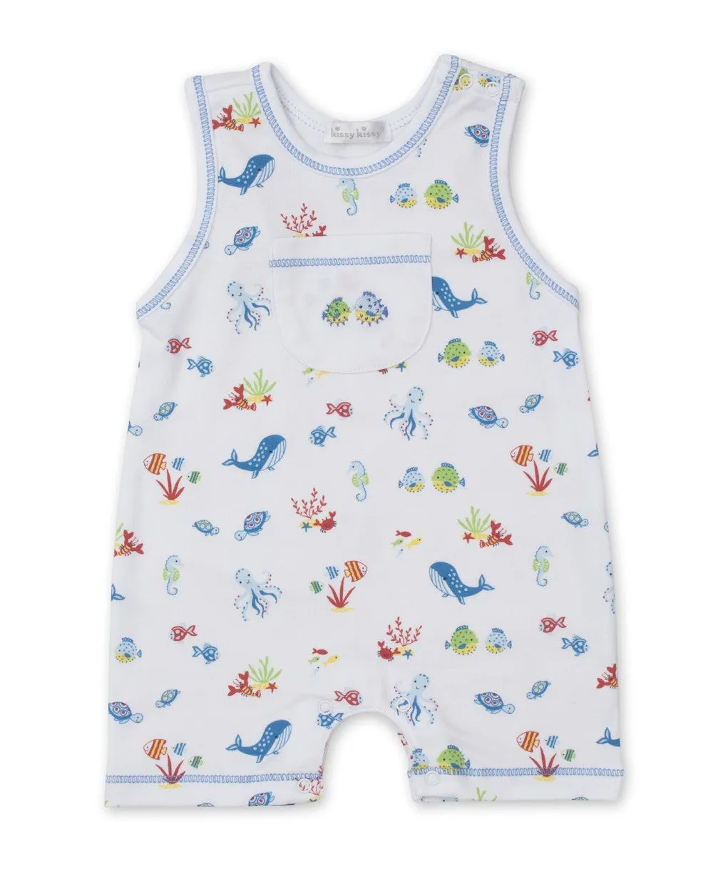 Kissy Kissy Baby Boys Blue Deep Sea Divers Sleeveless Playsuit