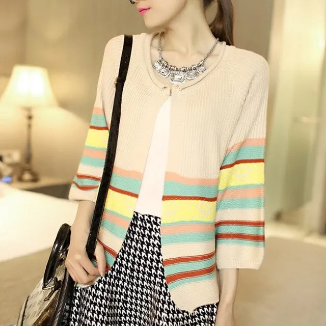 knitted cardigan, summer jacket, air conditioning jacket, short zipper, sunscreen, seven-sleeve shawl and long sleeve