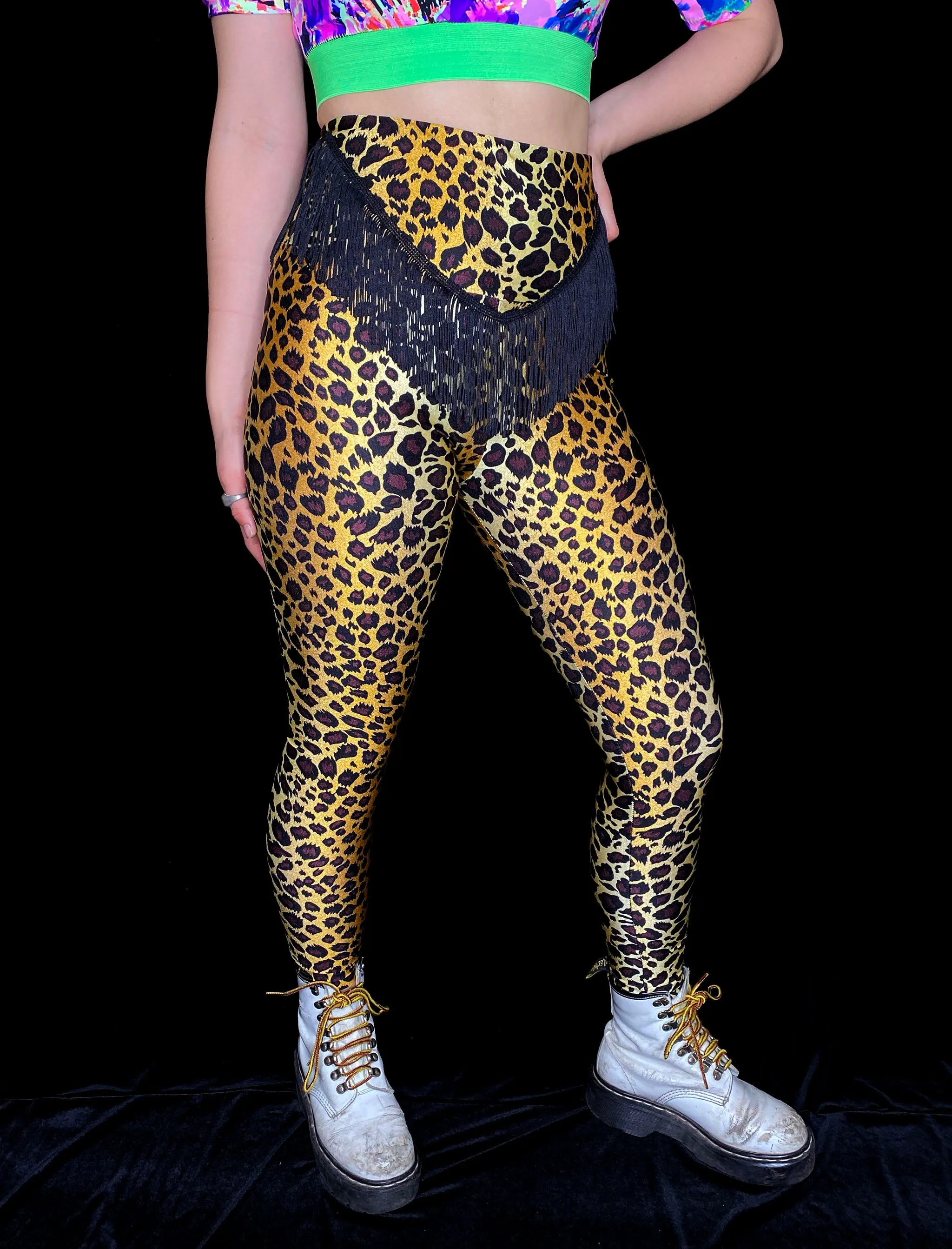 Leopard Fringe Leggings
