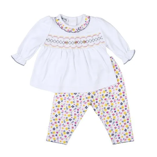 Magnolia Baby Girls Kylie's Classics Pink Floral Smocked Pant Set