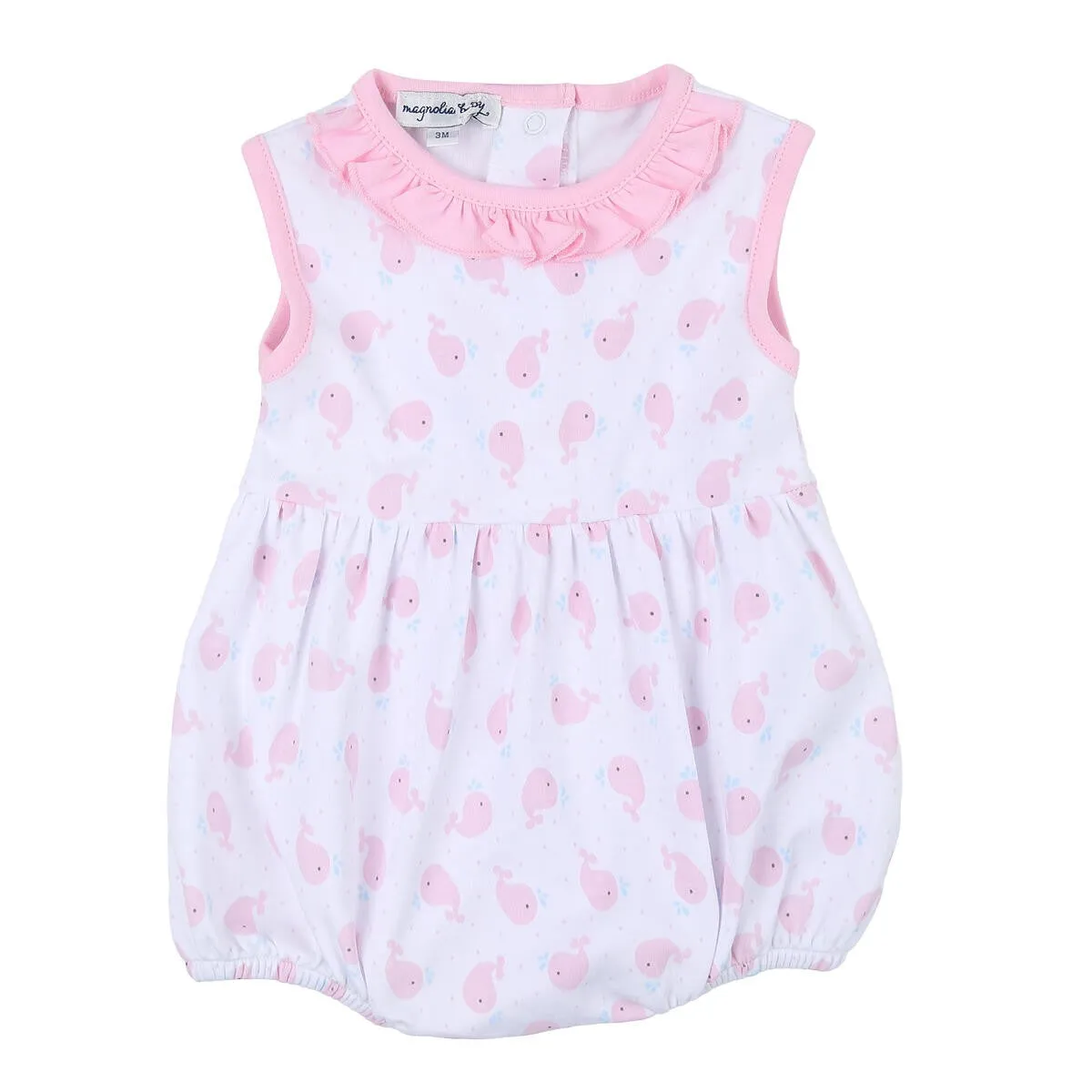 Magnolia Baby Girls Pink Sweet Whales Print Sleeveless Bubble