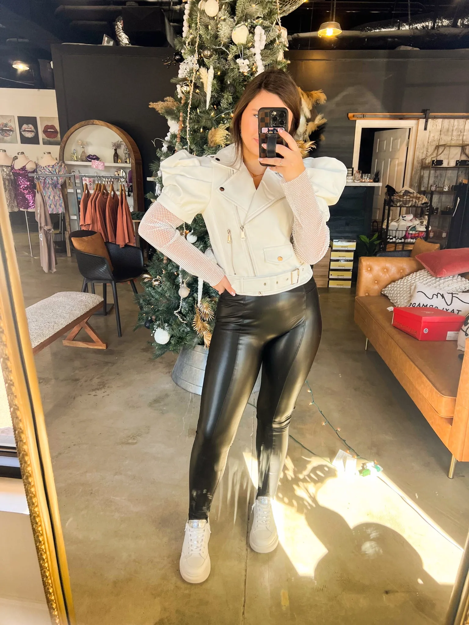 Mono B Liquid Leather Pinstripe Leggings