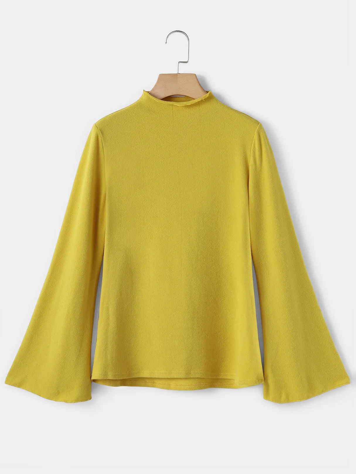 OEM ODM Chimney Collar Plain Long Sleeve Yellow T-Shirts