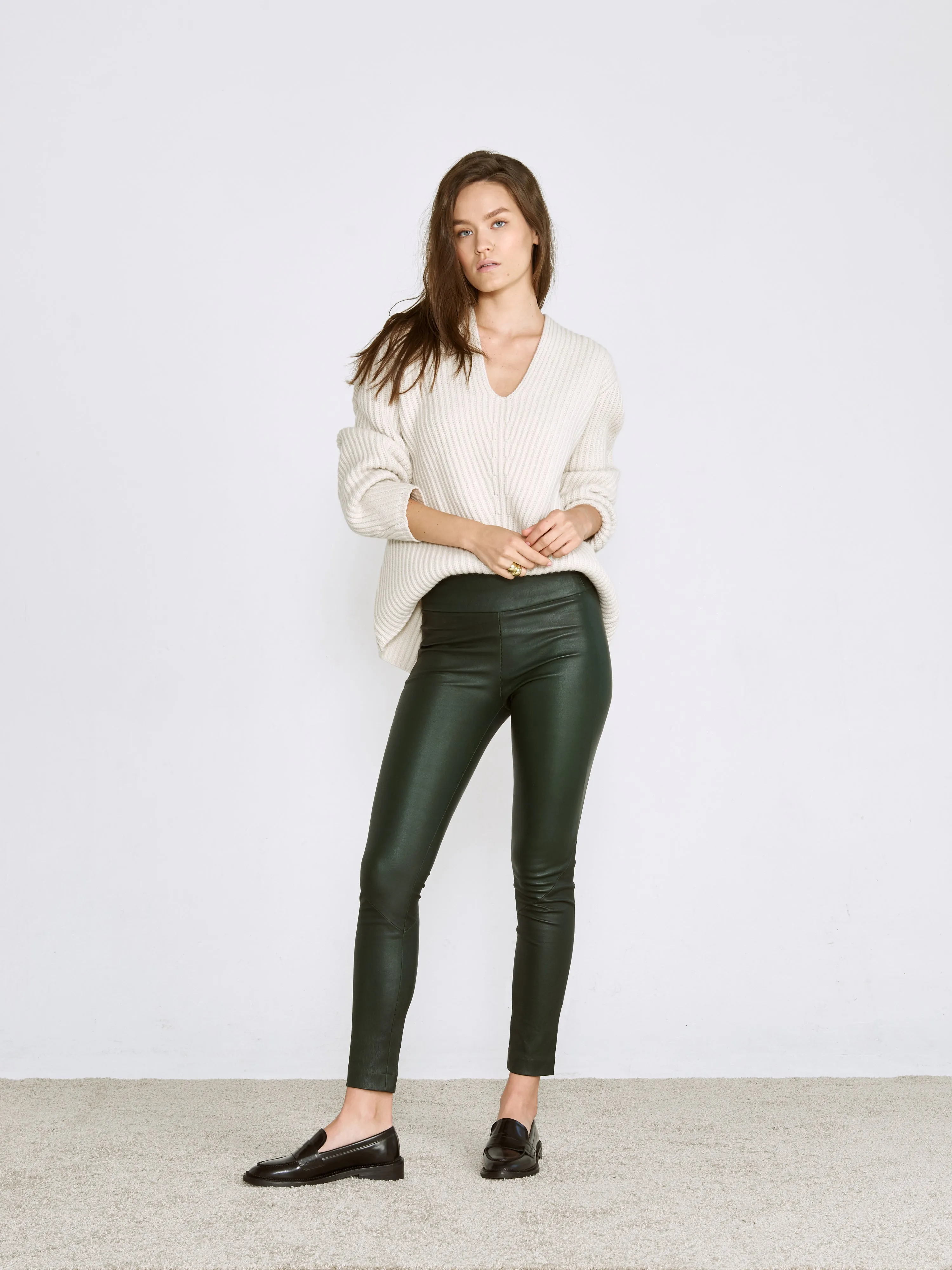 OT LEGGINGS EMERALD GREEN LEATHER - OUT OF STOCK