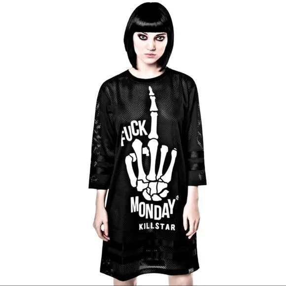 Oversized Jersey Dress | F*ck Monday | 3/4 Sleeves Black Hockey Dress
