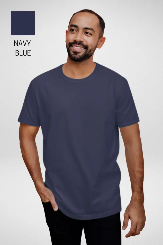 Pack Of 3 Plain T-shirts Navy Blue SkyBlue and Petrol Blue for Men