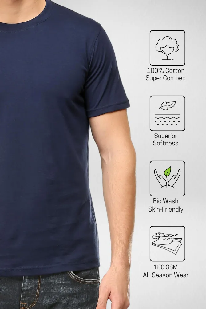 Pack Of 3 Plain T-shirts Navy Blue SkyBlue and Petrol Blue for Men