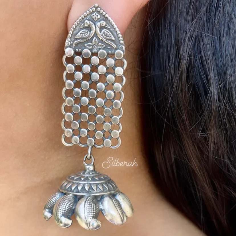 Paisley Tribal Silver Jhumka Earring