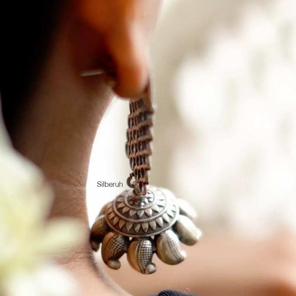 Paisley Tribal Silver Jhumka Earring