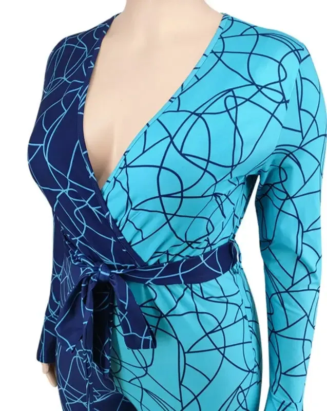 Plus Size In Love With Swirls Belted Jumpsuit (XL-5XL)