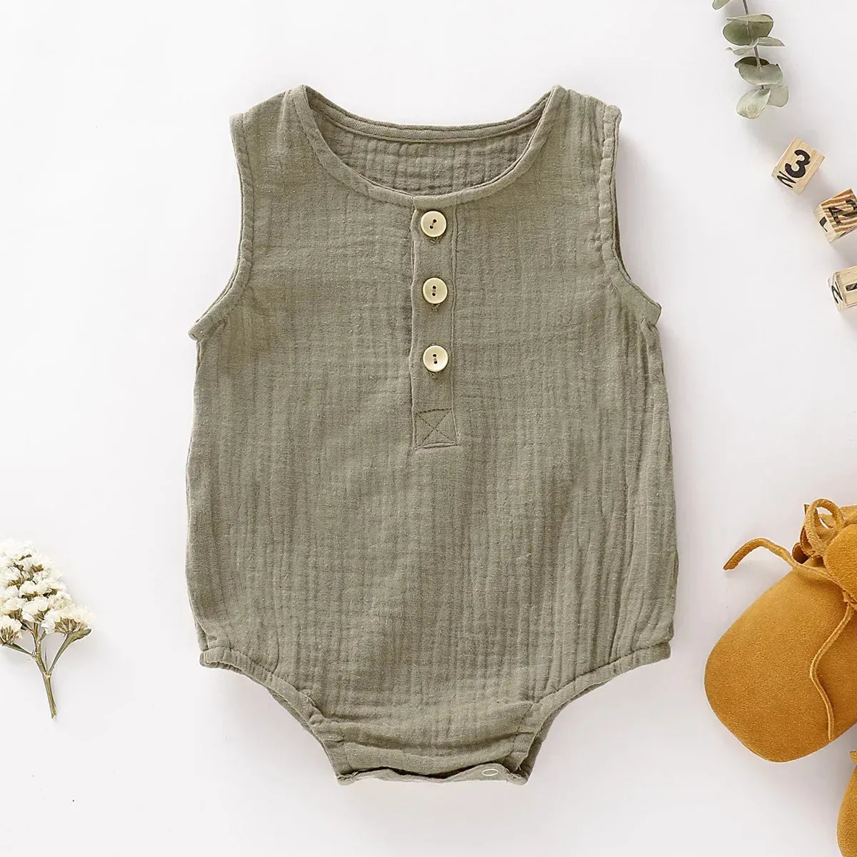 Summer Infant Muslin Sleeveless Newborn Rompers