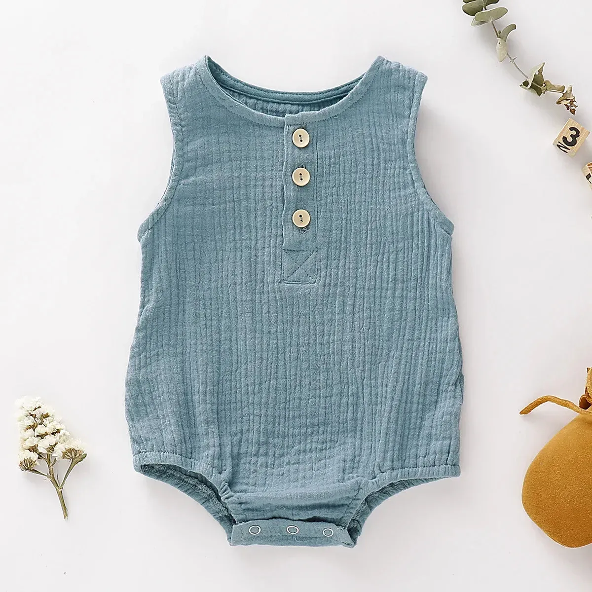Summer Infant Muslin Sleeveless Newborn Rompers