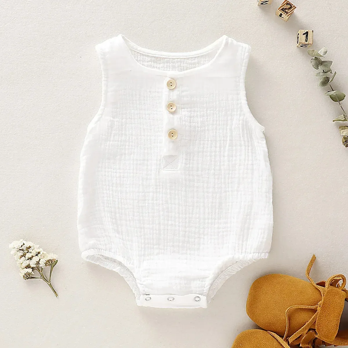 Summer Infant Muslin Sleeveless Newborn Rompers